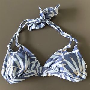 Xhilaration Double Strap Blue Leaf Bikini Top